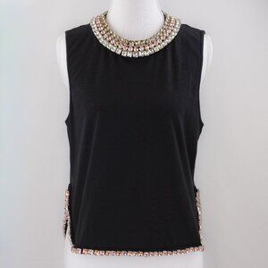 Cinq a Sept Petula Jewel Embellished Sleeveless Top, Black/Multi, Size S (Small)